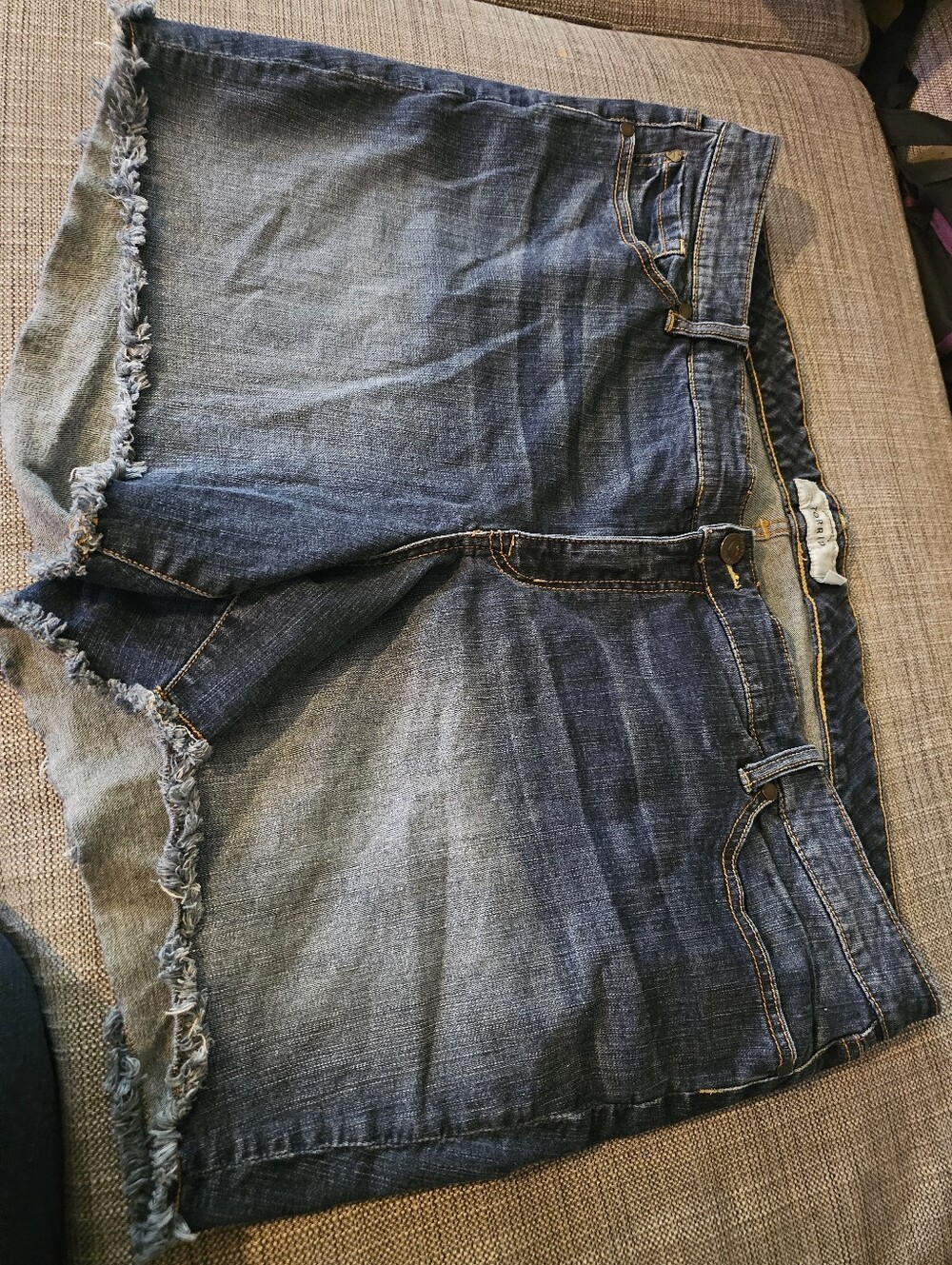 torrid Dark Blue Denim Frayed-Hem Shorts Plus Size 26